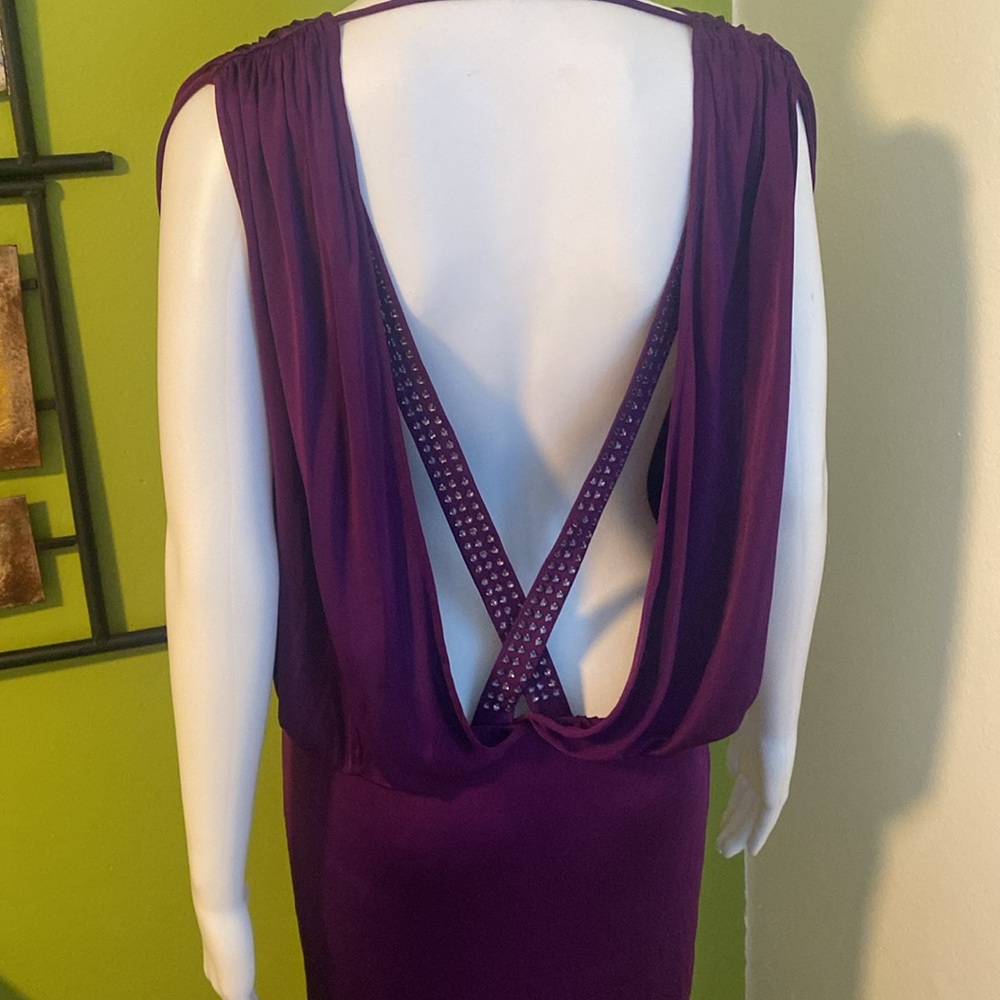 Moda International Deep V Purple Cocktail Dress.  Size M